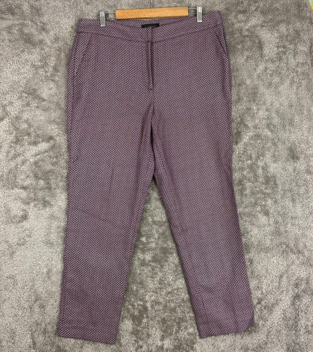 Talbots Blue Red Geometric Print Ankle Pants 14 Slacks Work Career Dressa